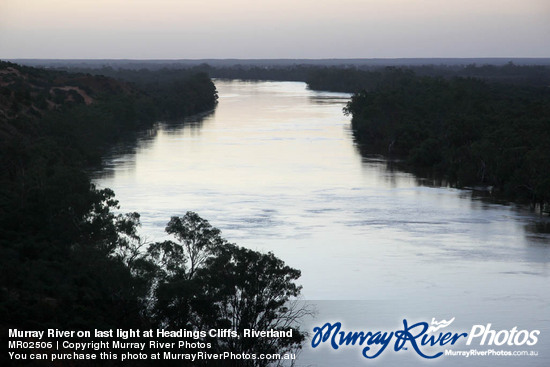 Murray River on last light at Headings Cliffs, Riverland