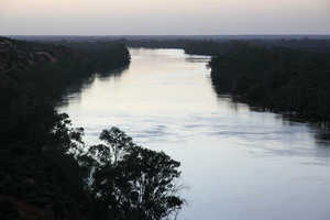 Murray River on last light at Headings Cliffs, Riverland