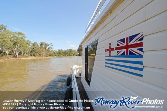 Lower Murray River flag on houseboat at Customs House
