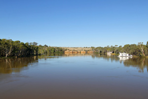 Houseboats moored upriver from Blanchetown