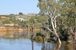 Shearing sheds on top of cliffs along the Murray River