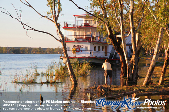 Passenger photographing PS Marion moored in Blanchetown, South Australia