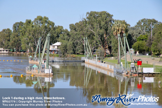 Lock 1 during a high river, Blanchetown.