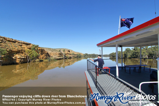 Passenger enjoying cliffs down river from Blanchetown