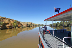 Passenger enjoying cliffs down river from Blanchetown