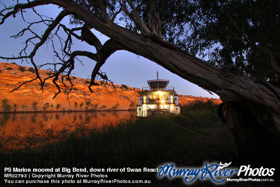 PS Marion moored at Big Bend, down river of Swan Reach