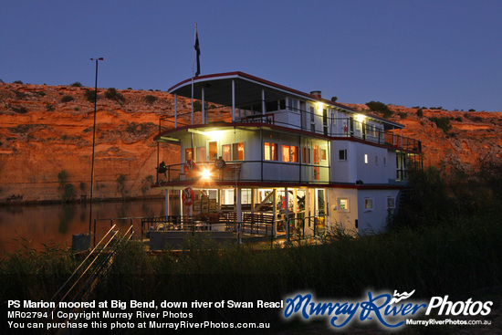 PS Marion moored at Big Bend, down river of Swan Reach