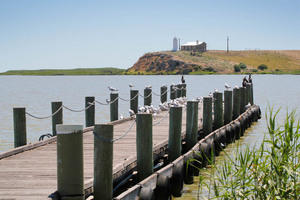 Jetty at the Narrows, Point Malcolm Lighthouse, Narrung