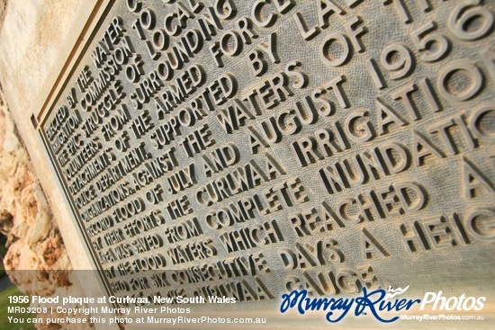 1956 Flood plaque at Curlwaa, New South Wales