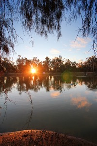 Sunset over the Murray River at Wemen, Victoria