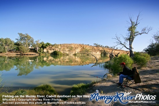 Fishing on the Murray River, Cadell riverfront on Nor West Bend