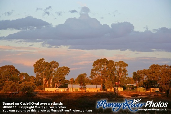 Sunset on Cadell Oval over wetlands