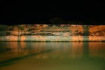 Floodlight cliffs at night at the Graeme Claxton Reserve, Cadell