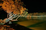 Floodlight cliffs at night at the Graeme Claxton Reserve, Cadell