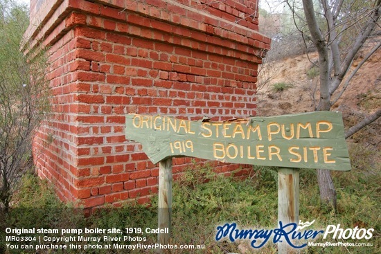 Original steam pump boiler site, 1919, Cadell