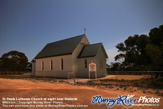 St Pauls Lutheran Church at night near Waikerie