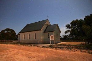 St Pauls Lutheran Church at night near Waikerie