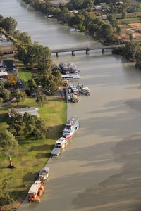 Aerial view of paddle boats at Wentworth Port