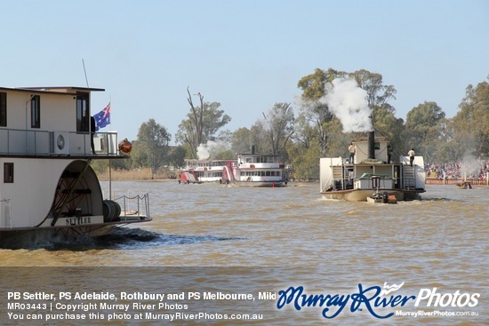 PB Settler, PS Adelaide, Rothbury and PS Melbourne, Mildura