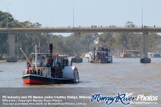 PS Industry and PS Marion under Chaffey Bridge, Mildura