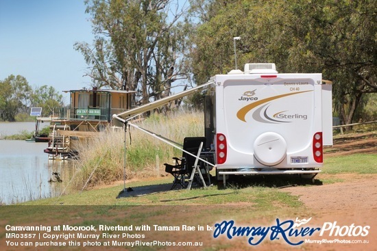 Caravanning at Moorook, Riverland with Tamara Rae in background