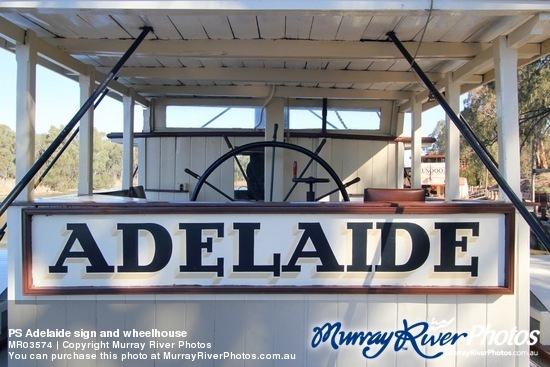 PS Adelaide sign and wheelhouse