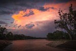 Sunset and thunder clouds over Lock 11, Mildura