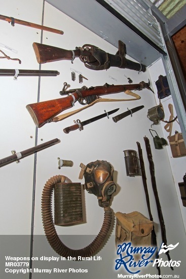 Weapons on display in the Rural Life Museum, Robinvale
