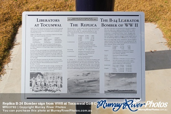 Replica B-24 Bomber sign from WWII at Tocumwal Golf Club, NSW