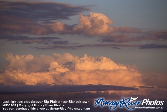 Last light on clouds over Big Plains near Blancehtown