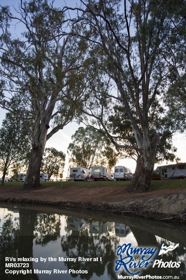 RVs relaxing by the Murray River at Euston, New South Wales