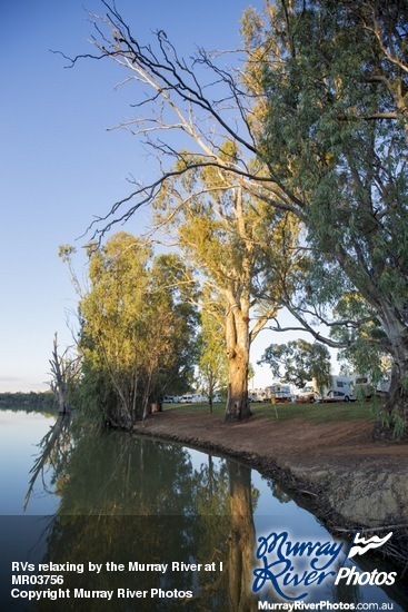 RVs relaxing by the Murray River at Euston, New South Wales