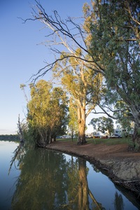 RVs relaxing by the Murray River at Euston, New South Wales