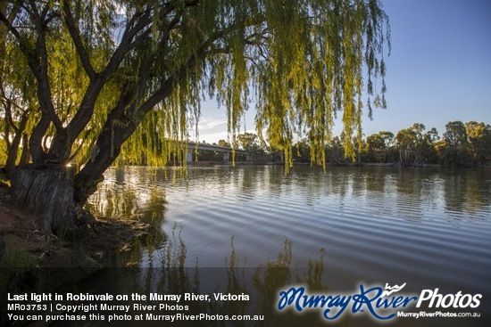 Last light in Robinvale on the Murray River, Victoria