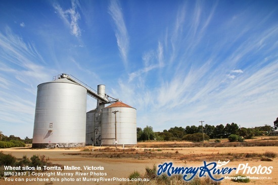 Wheat silos in Torrita, Mallee, Victoria