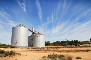 Wheat silos in Torrita, Mallee, Victoria
