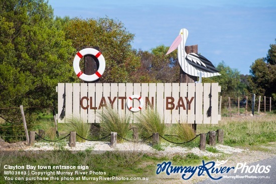 Clayton Bay town entrance sign