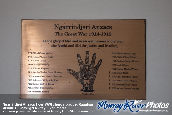 Ngarrindjeri Anzacs from WWI church plaque, Raaukan