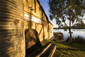 Boat shed and early morning light, Murray Bridge