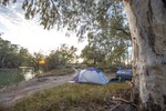 Camping at sunrise on the Darling River, NSW