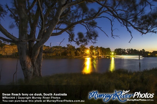 Swan Reach ferry on dusk, South Australia