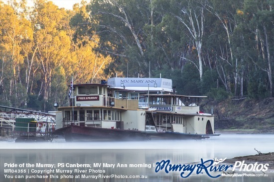 Pride of the Murray; PS Canberra; MV Mary Ann morning in Echuca