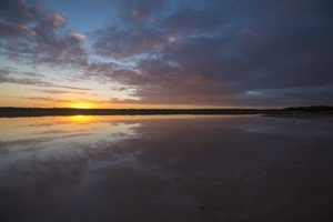 Sunrise over the Pink Lake, Coorong National Park near Salt Creek