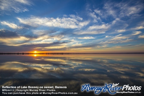 Reflection of Lake Bonney on sunset, Barmera