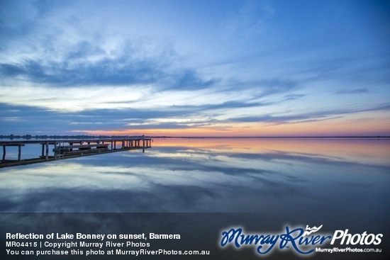 Reflection of Lake Bonney on sunset, Barmera