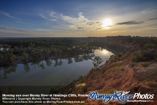 Morning sun over Murray River at Headings Cliffs, Riverland