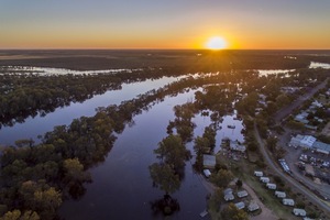 The Murray and Darling rivers in a high flow at the confluence, Wentworth, New South Wales