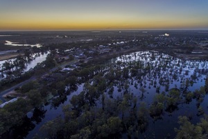 The Murray and Darling rivers in a high flow at the confluence, Wentworth, New South Wales